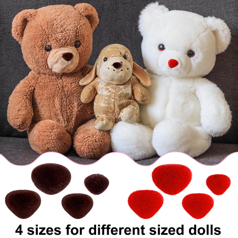 CustomyLife 32pcs Safety Noses for Amigurumi, 4 Sizes Plastic Craft Doll Noses with Washers, Flocking Stuffed Noses for Crochet Puppet Plush Toy Accessories- Red & Brown - Image 5